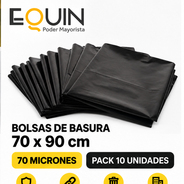 Bolsa de Basura Negra 70x90 cm – Pack 10 Unidades