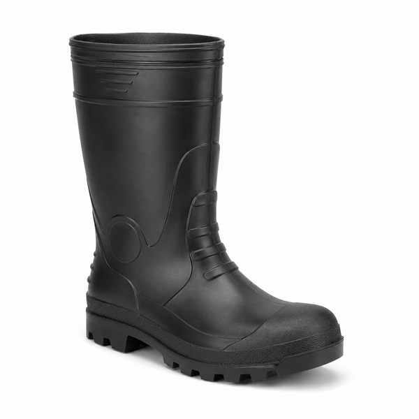 Bota de Seguridad PVC Negra con Punta y Planta de Acero