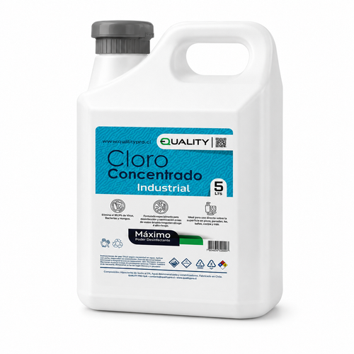 Cloro Concentrado Industrial 5% 5 Litros | Pack 20 Bidones