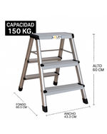 Escalera 3 Peldaños Aluminio Reforzada Plegable Antideslizante | Uso Hogar y Empresa