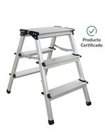 Escalera 3 Peldaños Aluminio Reforzada Plegable Antideslizante | Uso Hogar y Empresa