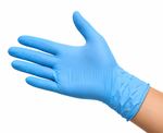 Guantes celestes desechables de nitrilo para uso profesional