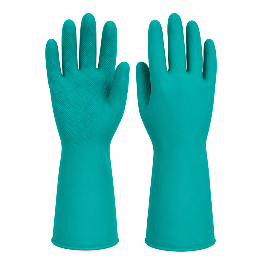 Guantes de Aseo Nitrilo Verde Pack 12 Pares | Alta Resistencia