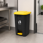 Contenedor Basurero Plastico 100Lt con Pedal y Tapa Negro/Amarillo