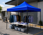 Toldo plegable azul fácil de transportar y almacenar