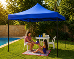 Toldo plegable azul fácil de transportar y almacenar