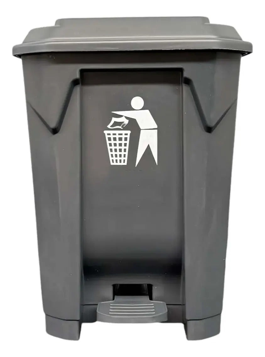 Contenedor Basurero Plastico 50Lt con Pedal y Tapa Negro