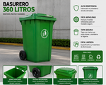 Basurero Industrial 360 Litros Con Ruedas | Verde Reforzado