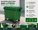 Basurero Industrial 660 Litros Con 4 Ruedas Verde Reforzado