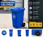 Contenedor Basura Azu 120 Litros Con Ruedas