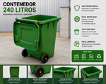 Contenedor Basura 240 Litros Con Ruedas |  Verde Industrial