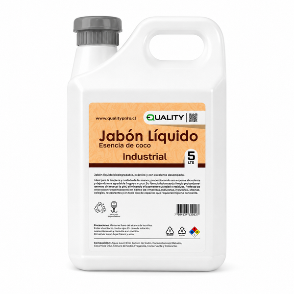 Jabón Líquido Industrial 5 Litros Esencia Coco | Pack 20 Bidones
