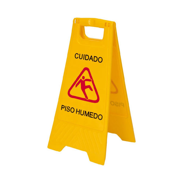 Señalética amarilla piso húmedo plegable para seguridad