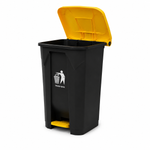 Contenedor Basurero Plastico 100Lt con Pedal y Tapa Negro/Amarillo